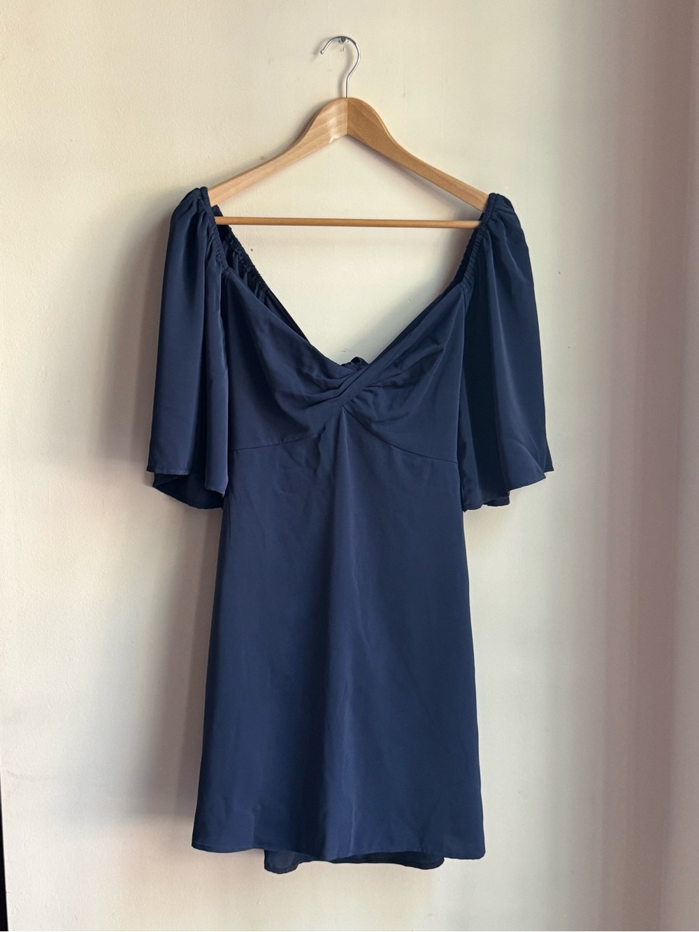 Abercrombie & Fitch Women’s Navy Blue Solid Off Shoulder Tie Back Romper